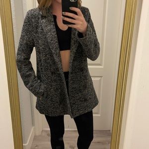 Black and white long blazer